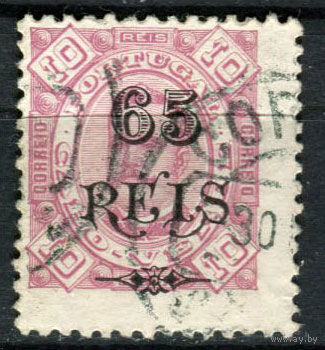 Португальские колонии - Кабо-Верде - 1902 - Надпечатка нового номинала 65 REIS на 10R - [Mi.61] - 1 марка. Гашеная.  (Лот 132AO)