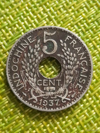 Индокитай 5 центов 1937 г