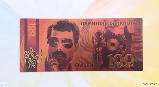 Сувенирная пластиковая памятная банкнота 100 руб. гр. QUEEN