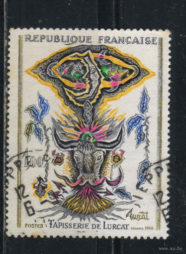 Франция 1966 Жан Люрса Гобелен Луна и бык #1564