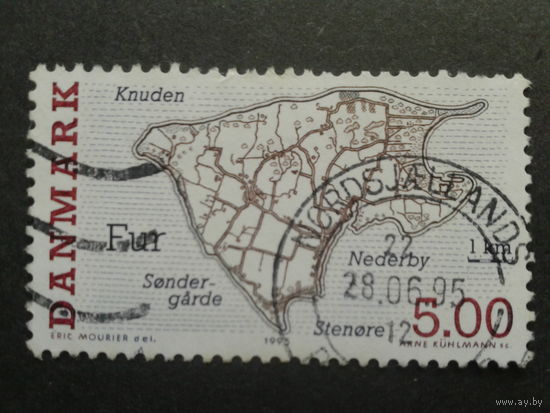 Дания 1995 карта датского острова