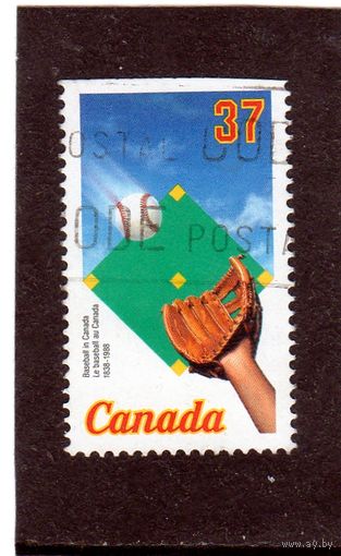 Канада. Mi:CA 1101. Бейсбол, мяч, перчатка и бриллиант. Серия: 150 лет бейсбола в Канаде. 1988.