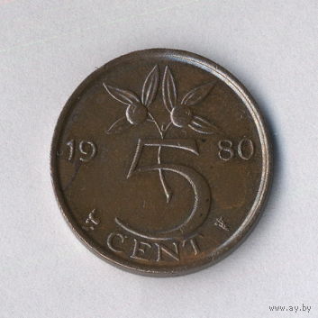 Нидерланды, 5 центов 1980 г.