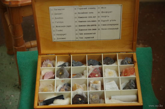 Набор минералов ( ископаемых ,добываемых в БССР )