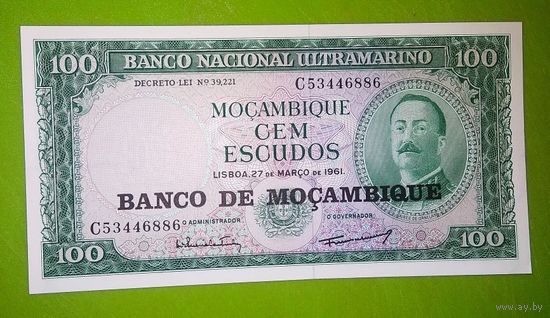 Банкнота 100 escudos Мозамбик  1961 г.