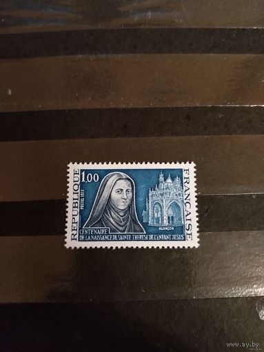 1973 Франция 100 лет со дня рождения Терезы Лизье святая католической церкви религия чистая клей MNH** выпускалась одиночкой(4-1)