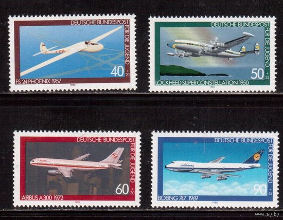 Германия(ФРГ)-1980,(Мих.1040-1043), **, Авиация, Самолеты