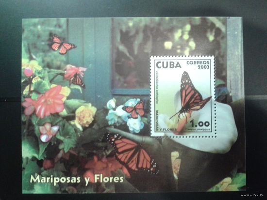 Куба 2003 Цветы и бабочки** Блок