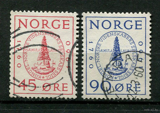Норвегия - 1960 - Научное общество - [Mi. 440-441] - полная серия - 2 марки. Гашеные.  (Лот 16J)