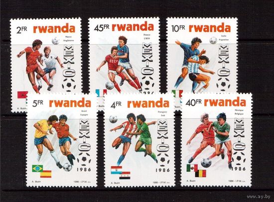 Руанда-1986,(Мих.1340-1345)  **  ,Спорт, ЧМ по футболу