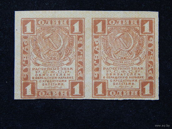 СССР 1 рубль 1919г. 2 шт. неразрезанные