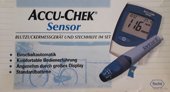 Глюкометр Accu-Chek Sensor для измерения сахара в крови + тест-полоски Германия