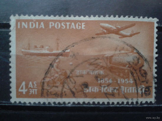 Индия 1954 100 лет маркам Индии, почтовый транспорт