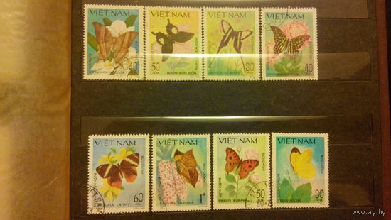 Бабочки, насекомые, марки, фауна, флора, цветы, Вьетнам, 1983