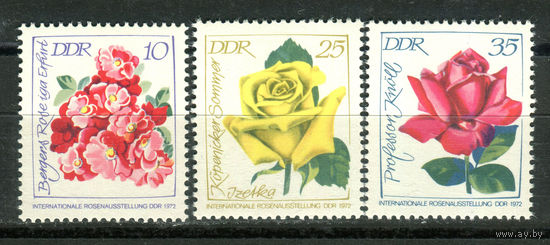 ГДР - 1972г. - Международная выставка роз - полная серия, MNH, одна марка с полосой на клее [Mi 1778-1780] - 3 марки