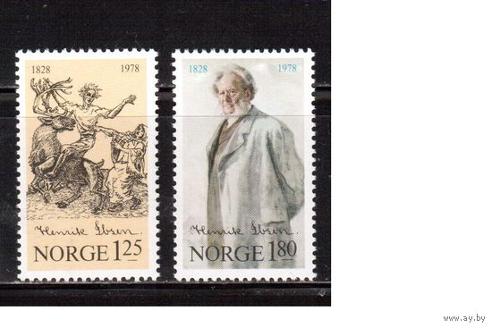 Норвегия-1978,(Мих.764-765) ** , Личности, Ибсен, Искусство, Живопись (полная серия)