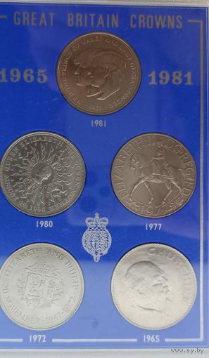Великобритания набор из 5ти монет 1965-1981гг