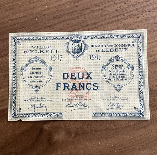 Распродажа ! Франция 2 франка 1915 г. Коммуна de DElbeuf