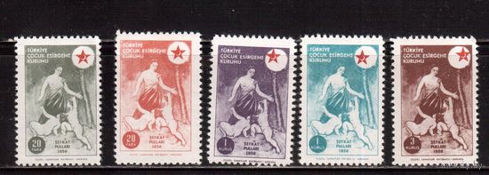 Турция-1956 (Мих.201-205),  ** , Красный Крест и Полумесяц