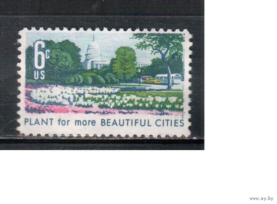 США-1969, (Мих.975) , гаш. , Парки, Цветы,