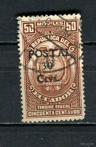 Эквадор - 1946 - Герб с надпечаткой POSTAL 30 Ctvs. на 50С - [Mi.604] - 1 марка. Гашеная.  (LOT EV48)-T10P23