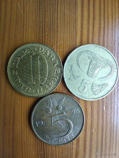 Югославия 10 пара 1978, Кипр 5 центов 1983, Нидерланды 5 центов 1974  -12
