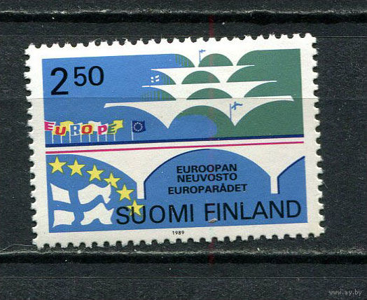Финляндия - 1989 - 40 лет со дня вступления Финляндии в Европейский Совет - (незначительные пятна на клее) - [Mi. 1093] - полная серия - 1 марка. MNH.  (Лот 97Du)