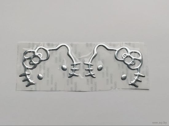 3D наклейки (комплект, 2 шт.) "Hello kitty", серебро.