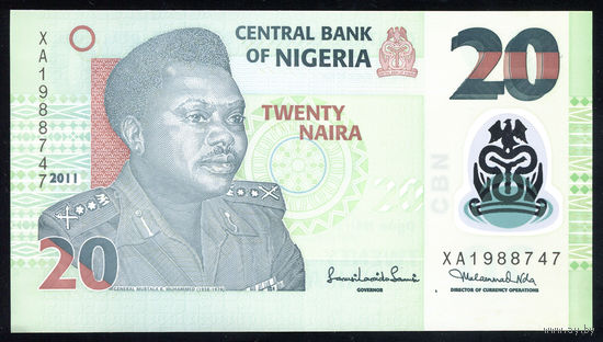 NIGERIA/Нигерия_20 Naira_2011_Pick#34.g_UNC