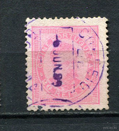 Португальские колонии - Гвинея - 1886 - Король Луиш I 20R  - (есть тонкое место) - [Mi.17A] - 1 марка. Гашеная.  (Лот 58Du)