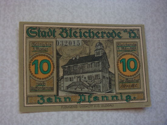 Германия 10 пфенингов нотгельд 1921 г.