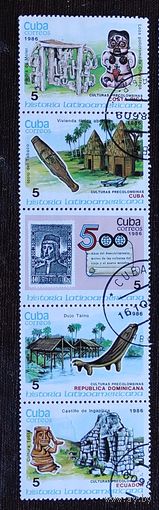 Куба, 5м\сцепка история Лат. Америки гаш. 1986-3