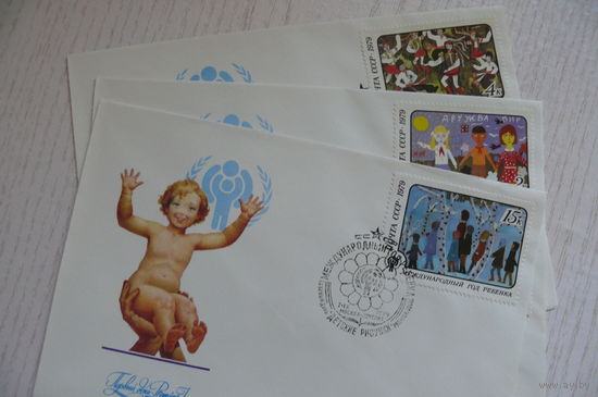 1979, Комплект КПД (5 марок на 3 конвертах); Сущенко И., Международный год ребенка. Детские рисунки.
