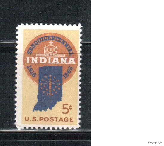 США-1966, (Мих.899) , ** , Штат Индиана(одиночка),