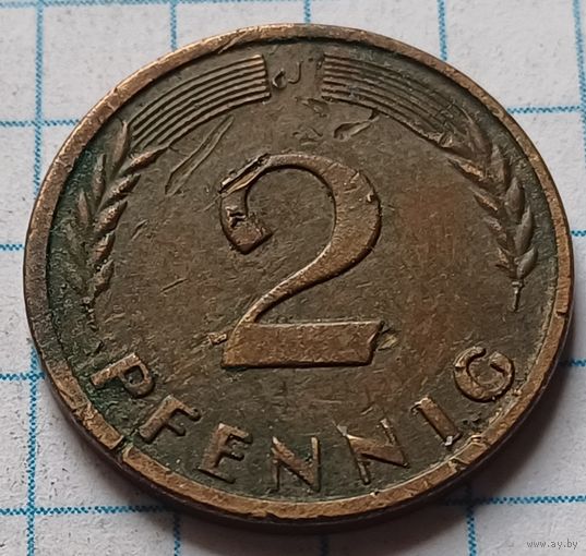 Германия 2 пфеннига, 1962     J     ( 2-6-6 )