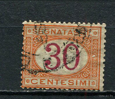 Королевство Италия - 1870/1894 - Доплатная марка - Цифры - 30c - [Mi.7p] - 1 марка. Гашеная.  (Лот 36Dv)