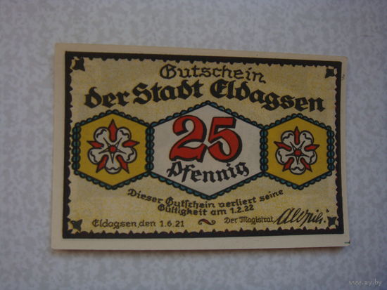 Германия 25 пфенингов нотгельд 1921 г.