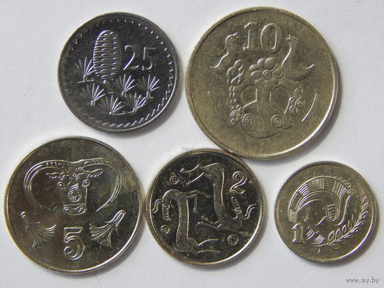 Кипр 1,2,5,10,25 центов 1978-2004г