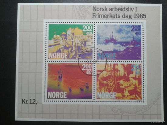 Норвегия 1985 день марки, блок Mi-7,0 евро гаш.