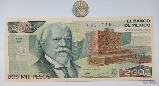 Werty71 Мексика 2000 песо 1989 UNC банкнота