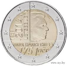 2 евро 2014 Люксембург 175 лет нации UNC из ролла