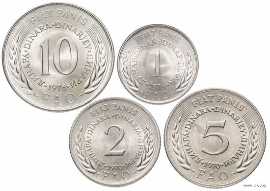 Югославия набор 4 монеты 1970-1976 FAO буклет UNC