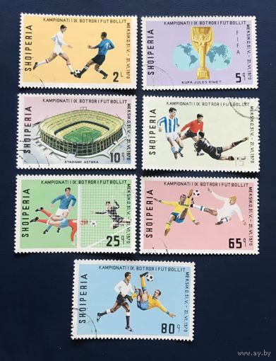 Албания 1970 год Спорт Чемпионат Мира по Футболу Мехико 1970 Серия 7 марок Mi:1418A-1424A Гашеные