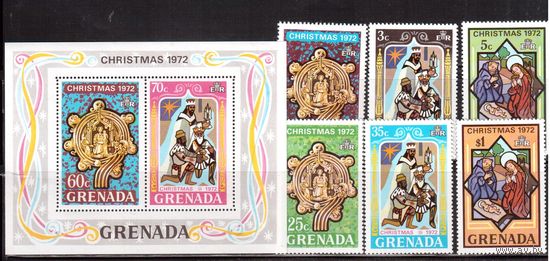 Гренада-1972, (Мих.500-505,Бл.27) **, Рождество,Религия, (полная серия)
