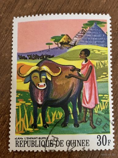 Гвинея 1968. Лан с мланденцем-буйволом. Марка из серии