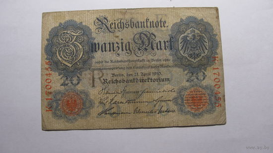 Германия Ro41. 20 марок 1910 г. ( Бона с водяными знаками )  РЕДКОСТЬ