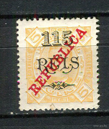 Португальские колонии - Гвинея - 1915 - Надпечатка REPUBLICA 115REIS на 5R - [Mi.153A] - 1 марка. MH.  (Лот 73Du)