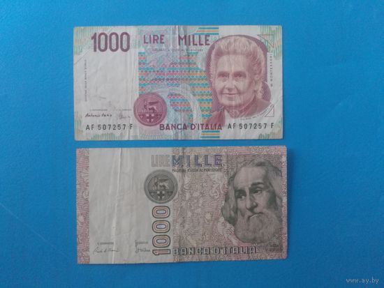 Италия. 1000 лир 1982 и 1990 годов.