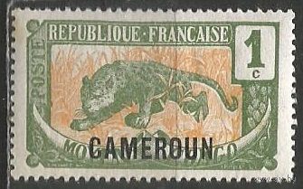 Камерун(французский). Леопард. Надпечатка на Среднем Конго. 1921г. Mi#47.