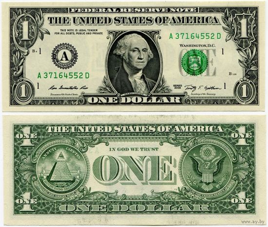 США. 1 доллар (образца 2009 года, A, Массачусетс, P530, UNC)